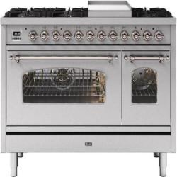 ILVE GAS COOKER | P12FNE3/WHB 120CM MILANO FRY TOP DUAL FUEL RANGE COOKER - WHITE - BRUNT COLOUR - deluxe.com.ng