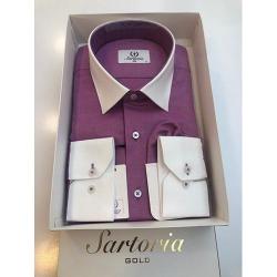  SARTORIA EXQUISITE PURPLE LONG SLEEVE SHIRT WITH WHITE COLLAR AND WHITE CUFF | AVAILABLE IN ALL SIZES (SWNL) (N) - deluxe.com.ng 