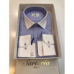  SARTORIA EXQUISITE LIGHT BLUE LONG SLEEVE SHIRT WITH WHITE COLLAR AND WHITE CUFF | AVAILABLE IN ALL SIZES (SWNL) (N) - deluxe.com.ng 