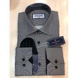 ALBERTO ROMA EXQUISITE GREY STRIPPED LONG SLEEVE SHIRT | AVAILABLE IN ALL SIZES (SWNL) (N) - deluxe.com.ng 