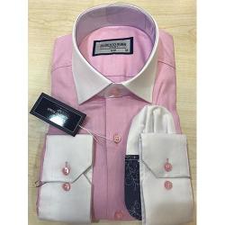  ALBERTO ROMA EXQUISITE PINK LONG SLEEVE SHIRT AND WHITE COLLAR AND WHITE CUFF | AVAILABLE IN ALL SIZES (SWNL) (N) - deluxe.com.ng 