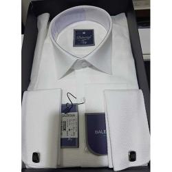 BALENCIAGA EXQUISITE WHITE DOTTED DESIGN LONG SLEEVE SHIRT AND CUFFLINGS | AVAILABLE IN ALL SIZES (SWNL) (N) - deluxe.com.ng 