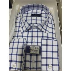 BALENCIAGA EXQUISITE WHITE AND NAVY BLUE STRIPPED LONG SLEEVE SHIRT WITH CUFFLINGS | AVAILABLE IN ALL SIZES (SWNL) (N) - deluxe.com.ng