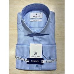 ALBERTO ROMA EXQUISITE TINY LIGHT BLUE CHECKERS LONG SLEEVE SHIRT | AVAILABLE IN ALL SIZES (SWNL) (N) - deluxe.com.ng