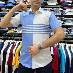 EXQUISITE WHITE AND LIGHT BLUE SHORT SLEEVE SHIRT WITH LIGHT BLUE STRIPES | AVAILABLE IN ALL SIZES (SWNL) (N) - deluxe.com.ng