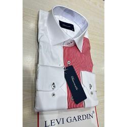 EXQUISITE WHITE AND RED AND GREY STRIPPED LONG SLEEVE SHIRT BY LEVI GARDIN | AVAILABLE IN ALL SIZES (SWNL) (N) - deluxe.com.ng
