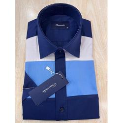 EXQUISITE NAVY BLUE, LIGHT BLUE AND WHITE LONG SLEEVE SHIRT BY FASSONNABLE | AVAILABLE IN ALL SIZES (SWNL) (N) - deluxe.com.ng 