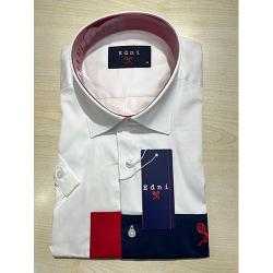  EXQUISITE WHITE, NAVY BLUE AND RED LONG SLEEVE SHIRT BY EDNI | AVAILABLE IN ALL SIZES (SWNL) (N) - deluxe.com.ng