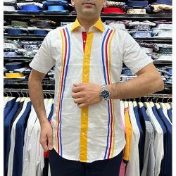  EXQUISITE WHITE, YELLOW, BLUE AND RED STRIPPED SHORT SLEEVE SHIRT | AVAILABLE IN ALL SIZES (SWNL) (N) - deluxe.com.ng