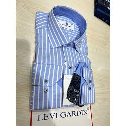 EXQUISITE SKY BLUE LONG SLEEVE SHIRT WITH WHITE STRIPES BY LEVI GARDIN | AVAILABLE IN ALL SIZES (SWNL) (N) - deluxe.com.ng