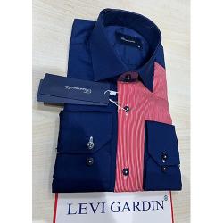 EXQUISITE NAVY BLUE AND RED STRIPPED LONG SLEEVE SHIRT BY LEVI GARDIN | AVAILABLE IN ALL SIZES (SWNL) (N) - deluxe.com.ng