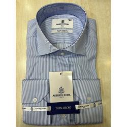 ALBERTO ROMA EXQUISITE WHITE AND TINY BLUE STRIPES LONG SLEEVE SHIRT | AVAILABLE IN ALL SIZES (SWNL) (N) - deluxe.com.ng