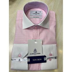 ALBERTO ROMA EXQUISITE PINK AND WHITE LONG SLEEVE SHIRT | AVAILABLE IN ALL SIZES (SWNL) (N) - deluxe.com.ng