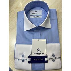 ALBERTO ROMA EXQUISITE SKY BLUE AND WHITE LONG SLEEVE SHIRT | AVAILABLE IN ALL SIZES (SWNL) (N) - deluxe.com.ng
