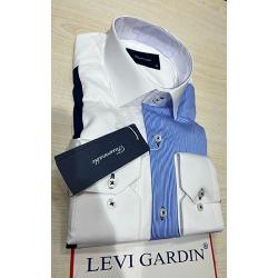 EXQUISITE WHITE AND BLUE STRIPPED LONG SLEEVE SHIRT BY LEVI GARDIN | AVAILABLE IN ALL SIZES (SWNL) (N) - deluxe.com.ng