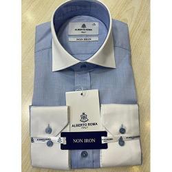 ALBERTO ROMA EXQUISITE SKY BLUE AND WHITE CORPORATE LONG SLEEVE SHIRT | AVAILABLE IN ALL SIZES (SWNL) (N) - deluxe.com.ng