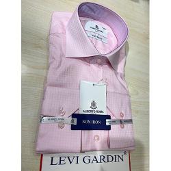 LEVI GARDIN EXQUISITE PINK CORPORATE CHECKERS LONG SLEEVE SHIRT | AVAILABLE IN ALL SIZES (SWNL) (N) - deluxe.com.ng