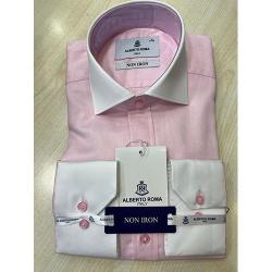 ALBERTO ROMA EXQUISITE PINK AND WHITE CORPORATE LONG SLEEVE SHIRT | AVAILABLE IN ALL SIZES (SWNL) (N) - deluxe.com.ng