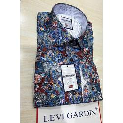RICARDO MARTINEZ EXQUISITE BLUE, BROWN AND WHITE MULTI DESIGNED LONG SLEEVE SHIRT | AVAILABLE IN ALL SIZES (SWNL) (N) - deluxe.com.ng