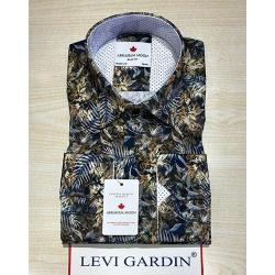 ABRAHAM MOON EXQUISITE WHITE, BROWN AND BLUE MULTI DESIGNED LONG SLEEVE SHIRT | AVAILABLE IN ALL SIZES (SWNL) (N) - deluxe.com.ng