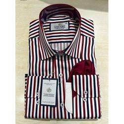 JOSE PEREZ EXQUISITE WHITE, RED AND DARK GREEN STRIPPED LONG SLEEVE SHIRT | AVAILABLE IN ALL SIZES (SWNL) (N) - deluxe.com.ng 
