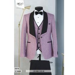 EXQUISITE LIGHT PURPLE AND BLACK CEREMONIAL THREE PIECES SUIT WITH BLACK BUTTONS | AVAILABLE IN ALL SIZES (SWNL) (N) - deluxe.com.ng