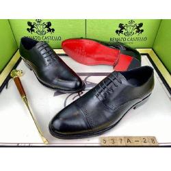 EXECUTIVE BLACK CORPORATE LEATHER SHOE WITH LACES AND DOTTED HOLES ACROSS  BY RENATO CASTELLO | AVAILABLE IN ALL SIZES (SWNL) (N) - deluxe.com.ng