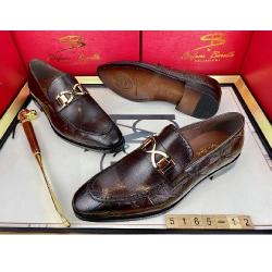 EXECUTIVE DARK BROWN SNAKE SKINNED CORPORATE / CASUAL SHOE WITH GOLDEN PENDANT BY STEFANO BORELLA | AVAILABLE IN ALL SIZES (SWNL) (N) - deluxe.com.ng