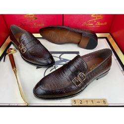 EXECUTIVE DARK BROWN,SNAKE SKINNED CASUAL LEATHER SHOE WITH TWO GOLDEN BUCKLES DESIGN BY STEFANO BOLLERA | AVAILABLE IN ALL SIZES (SWNL) (N) - deluxe.com.ng 