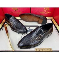 EXECUTIVE BLACK SNAKE SKINNED, CORPORATE / CASUAL LEATHER SHOE WITH TWO GOLDEN BUCKLES DESIGN BY STEFANO BOLLERA | AVAILABLE IN ALL SIZES (SWNL) (N) - deluxe.com.ng