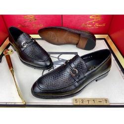 EXECUTIVE BLACK SNAKE SKINNED, CORPORATE / CASUAL LEATHER SHOE WITH GOLDEN PENDANT DESIGN BY STEFANO BOLLERA | AVAILABLE IN ALL SIZES (SWNL) - deluxe.com.ng