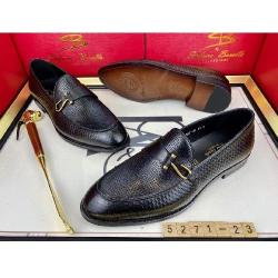 EXECUTIVE BLACK SNAKE SKINNED, CORPORATE / CASUAL LEATHER SHOE WITH TWO GOLDEN SIDE BUCKLES DESIGN BY STEFANO BOLLERA | AVAILABLE IN ALL SIZES (SWNL) (N) - deluxe.com.ng