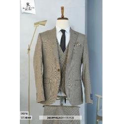   EXQUISITE LIGHT BROWN THREE PIECES TURKEY SUIT WITH ONE BUTTON | AVAILABLE IN ALL SIZES (SWNL) (N) - deluxe.com.ng