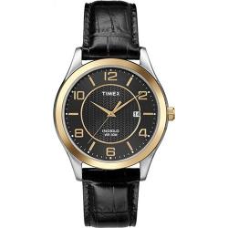 Timex T2P450 Men’s Two-tone Black Leather Strap Medium Size Watch 