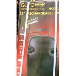 GL POWER TROLLEY BT RECHARGEABLE USB SPEAKER GL1201 2000W- deluxe.com.ng