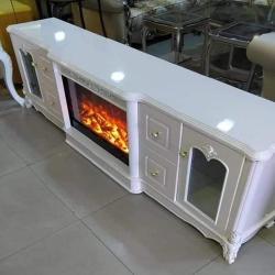 QUALITY DESIGNED WHITE FIRE PLACE TV STAND - AVAILABLE (SAINT) - deluxe.com.ng