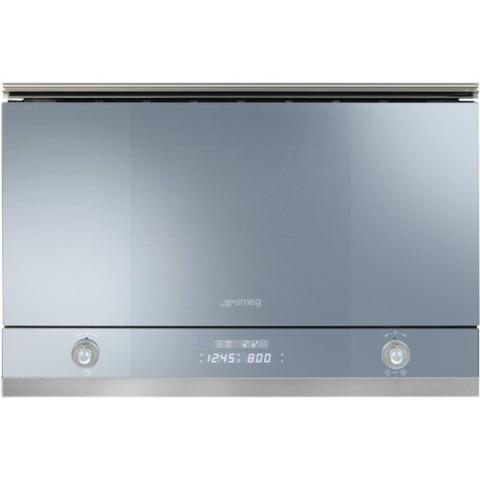 Smeg Microwave | MP122 Linea 21 Litres Side-Opening Built-In Microwave With Grill - Silver Glass - deluxe.com.ng
