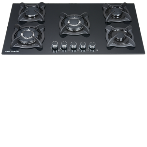 Polystar 5 Burner 8mm Real Thickness Tempered Glass,In-built, Battery Ignition, Gas Hob | PV-BA8705AGPS - deluxe.com.ng