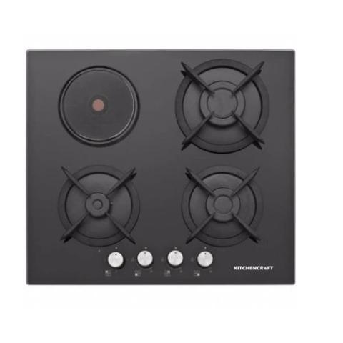 KITCHENCRAFT Built In 3 Gas + 1 Ceramic Hob-Black Magic-G 604 EH