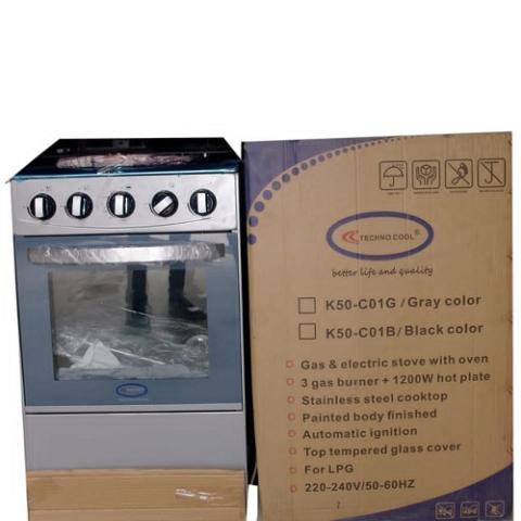 TECHNOCOOL 50X50 3 GAS + 1 ELECTRIC STANDING GAS COOKER-deluxe.com.ng