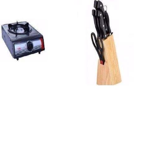 Knife Set And Akai Single Gas Cooker-DELUXE.COM.NG