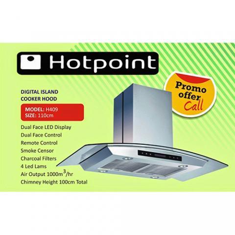 HOTPOINT 110cm DIGITAL ISLAND COOKER HOOD | H409 | - deluxe.com.ng