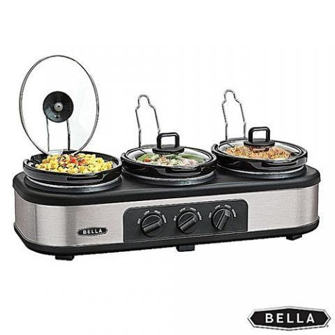 Bella Triple Slow Cooker And Warming Station Stainless Steel - deluxe.com.ng