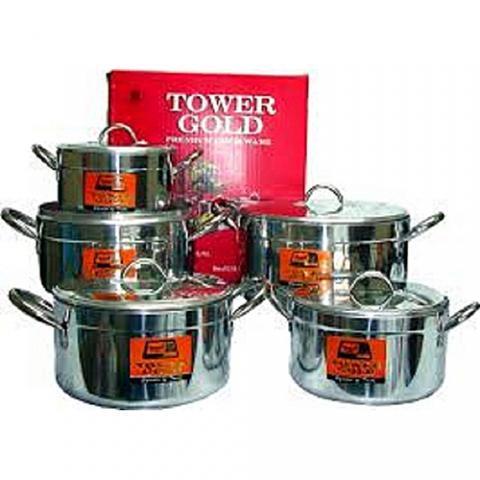 Tower Thick Aluminium Kitchen Cookware Set-- Large Tower Cooking Pots (5 Pcs) - deluxe.com.ng