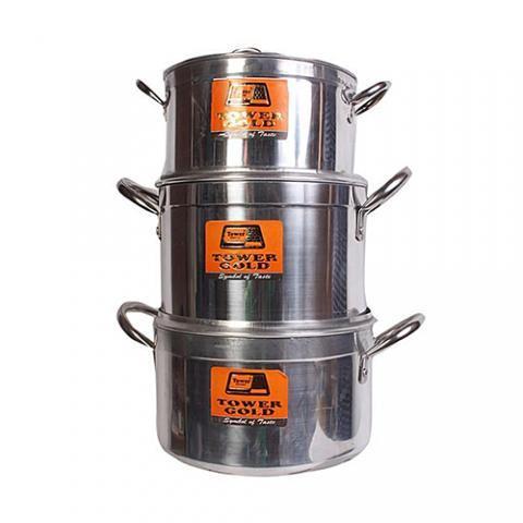 Tower 3pcs Set Of Tower Cooking Pots (Gold) - deluxe.com.ng