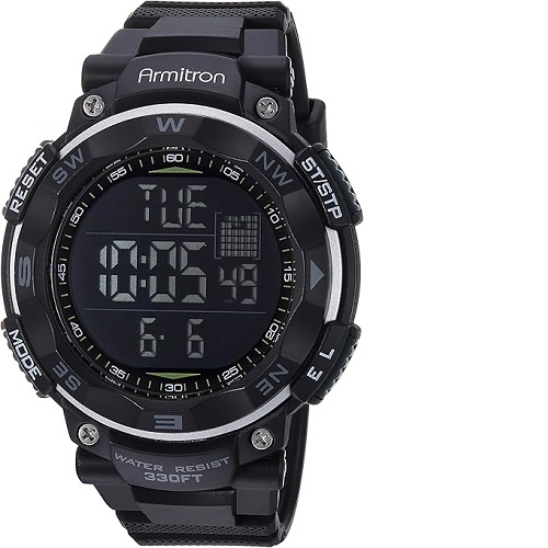 ARMITRON 40/8254BLK Men’s Digital Chronograph Watch with Black Resin Strap - deluxe.com.ng