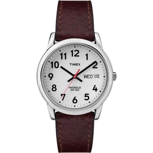 TIMEX T20041 MEN'S EASY READER BROWN LEATHER STRAP SMALL SIZE WATCH